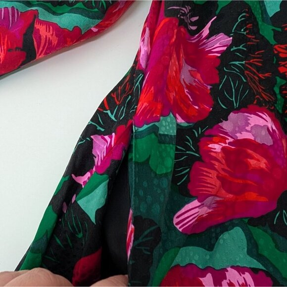 Vintage Evan Picone Silk Floral Jacket Womens Size 18 XL Green Open Cardigan - Picture 4 of 10
